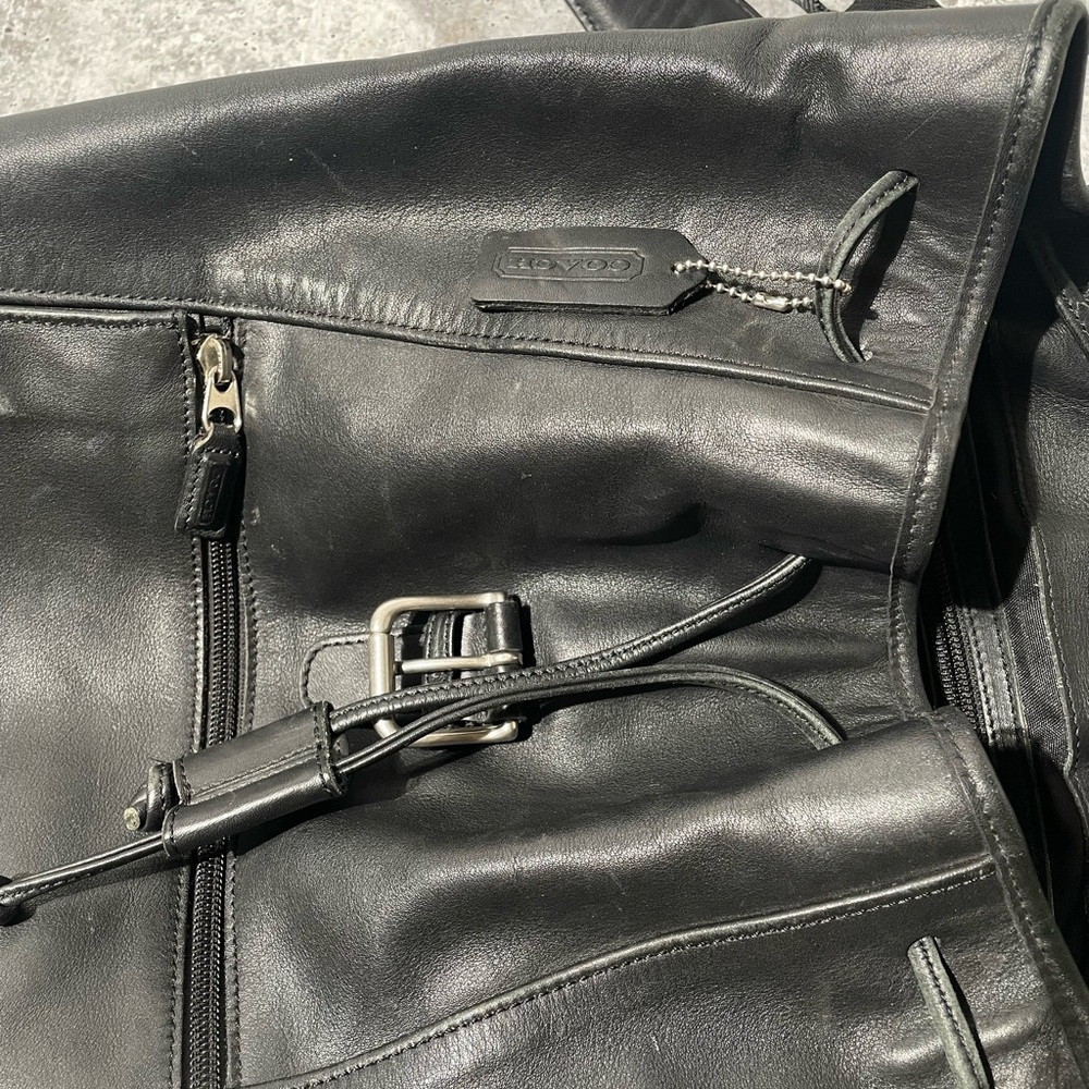 VTG COACH black leather XL BACKPACK 0529 - Picture 11 of 16